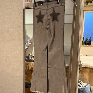 Gray Star-Patterned Women Jeans